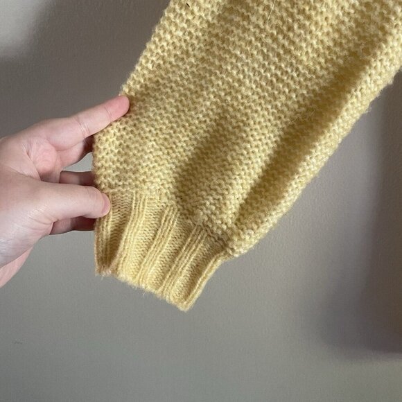 Aerie Wmn M Yellow Wool Blend Crew Neck Happy Place Oversized Cable Knit Sweater - Picture 5 of 11